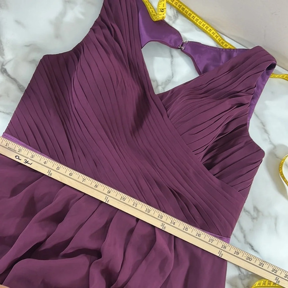 Hebeos Ruched V Neck Pleated Sleeveless Purple Maxi Dress Womens‎ 1X Long Gown - Picture 8 of 14